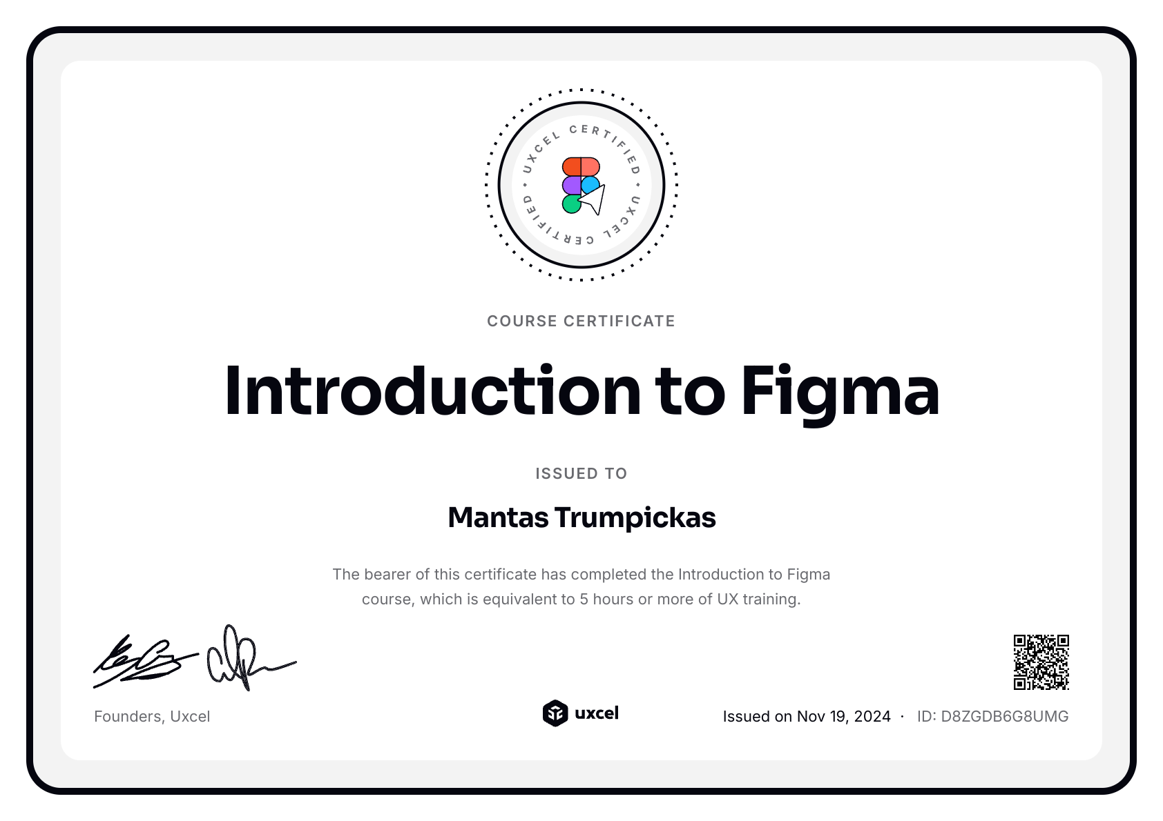 Mantas Trumpickas's certificate